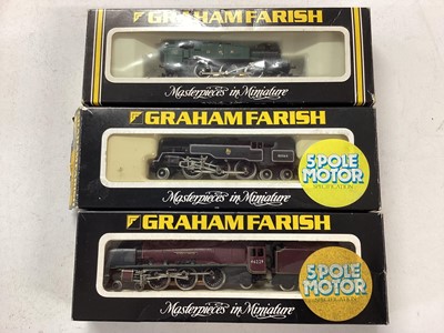 Lot 118 - Graham Farish by Bachman N gauge BR red 4-6-2 Duchess Class 'Duchess of Hamilton ' locomotive 4622, No1816, BR black 2-6-4 Standard Tank locomotive 80064, No1655and GWR Prairie Tank locomotive 5112...