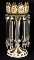 Lot 88 - 19th century Bohemian overlaid glass lustre...