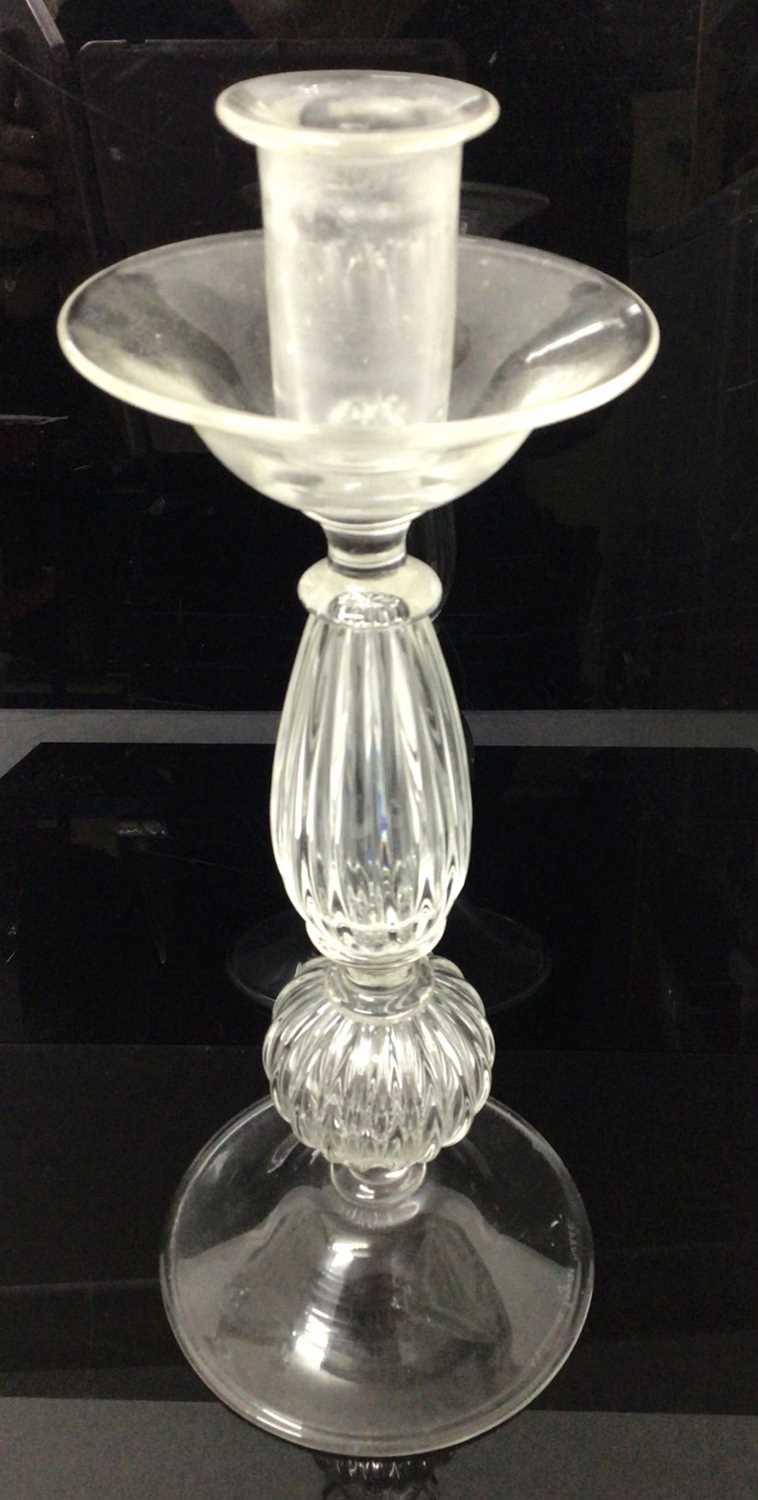 Lot 287 - A large Murano clear glass candlestick signed 'Archimede Seguso - Murano', 31.5cm high