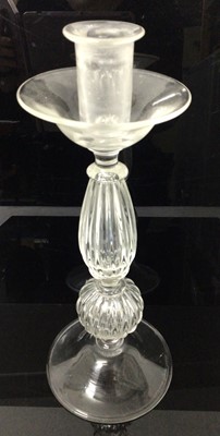 Lot 287 - A large Murano clear glass candlestick signed 'Archimede Seguso - Murano', 31.5cm high