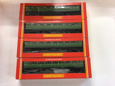 Lot 140 - Hornby OO gauge SR carriages including composite coach R162 (x4), R163, R174, R178 (x2) plus R425 (x2), R441.(x3), R445 (x2), R486 (x2) & R487 (x2), R4009 (x3), R4056 & R4059, all boxed (24)