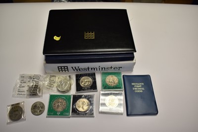 Lot 541 - World - Mixed coins and medallions to include Westminster Diamond Jubilee Weekend gold-plated commemorative collection of six medallions 2012