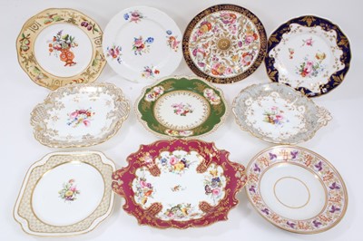 Lot 317 - Ten assorted 19th century English porcelain plates and dishes, including Coalport, some flower painted