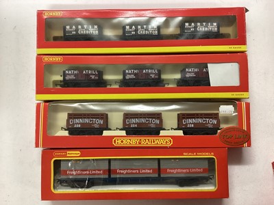Lot 152 - Hornby OO gauge Tank Wagons, Freight and Plank Wagons and car transporters, all boxed (26)