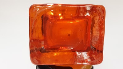 Lot 1136 - Whitefriars Tangerine Drunken Bricklayer vase, designed by Geoffrey Baxter, 21.5cm high