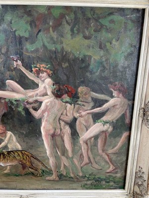 Lot 846 - Circle of Sir Alfred Munnings (1878-1959) oil on canvas - A Bacchanalian Procession, bearing initials A.J.M., 51cm x 61cm, framed