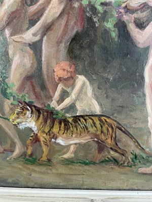 Lot 846 - Circle of Sir Alfred Munnings (1878-1959) oil on canvas - A Bacchanalian Procession, bearing initials A.J.M., 51cm x 61cm, framed