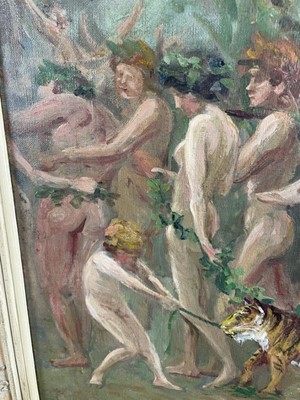 Lot 846 - Circle of Sir Alfred Munnings (1878-1959) oil on canvas - A Bacchanalian Procession, bearing initials A.J.M., 51cm x 61cm, framed