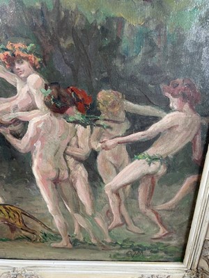 Lot 846 - Circle of Sir Alfred Munnings (1878-1959) oil on canvas - A Bacchanalian Procession, bearing initials A.J.M., 51cm x 61cm, framed