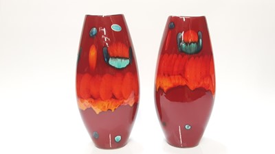 Lot 1160 - Pair of Poole Manhattan vases, 37.5cm high
