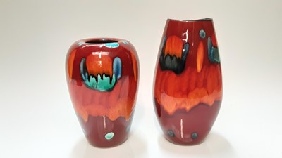Lot 1161 - Poole Volcano Manhatton vase, 25.5cm high, together with a Concave vase 21.5cmhigh (2)