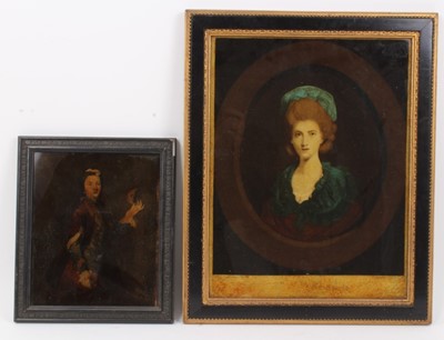 Lot 1048 - Two Georgian style reverse prints on glass