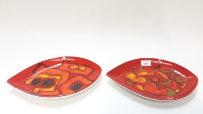 Lot 1165 - Five Poole dishes, shape number 91, together with four more, shape 82, all with abstract decoration (9)