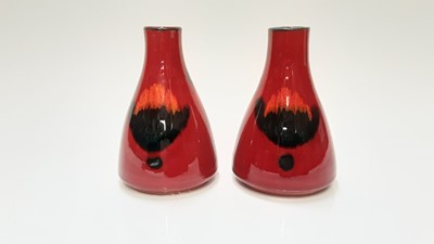 Lot 1170 - Pair of Poole hand thrown vases, signed A White, 12.5cm high
