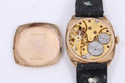 Lot 586 - 1940s gentlemens Longines 9ct gold wristwatch with circular white enamel dial and subsidiary seconds