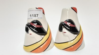 Lot 1187 - Pair of Lorna Bailey limited edition Art Deco Lady Cruets, no 48 of 75, with certificate