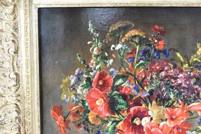 Lot 1145 - * Stuart Scott Somerville (1908-1983) oil on canvas - Still life of flowers in a blue and white vase, signed, 61.5cm x 51.5cm, in ornate gilt frame
