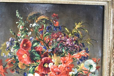 Lot 1145 - * Stuart Scott Somerville (1908-1983) oil on canvas - Still life of flowers in a blue and white vase, signed, 61.5cm x 51.5cm, in ornate gilt frame