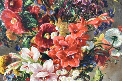 Lot 1145 - * Stuart Scott Somerville (1908-1983) oil on canvas - Still life of flowers in a blue and white vase, signed, 61.5cm x 51.5cm, in ornate gilt frame