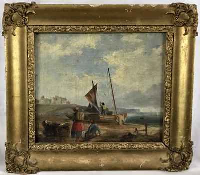Lot 120 - 19th century oil on panel, coastal scene