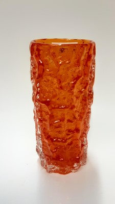 Lot 1202 - Whitefriars Tangerine textured bark vase, designed by Geoffrey Baxter, 19cm high