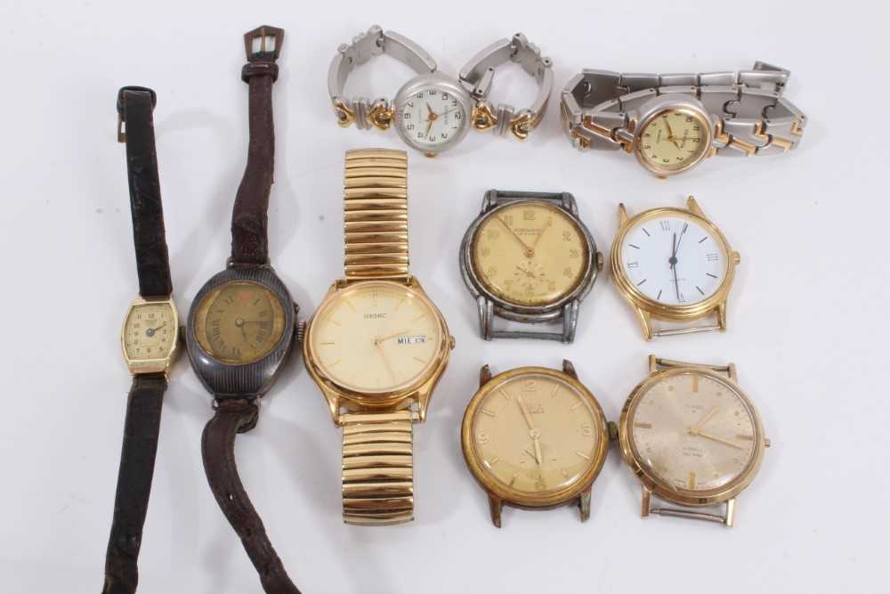 Lot 139 - Ladies 14ct gold wristwatch, 1920s silver and Niello work wristwatch and group of other vintage and later watches