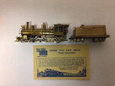 Lot 181 - Railway D & RGW T-12 Hon-3 4-6-0 locomotive and tender by Balboa Hobby Industries, in original box