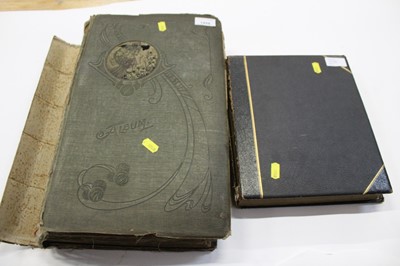 Lot 1428 - Large postcard album containing Edwardian theatre stars in costume, Play Pictorial series and other similar cards. Plus many bkack ans white art cards and some topography.  Plus a scrap album of Vo...