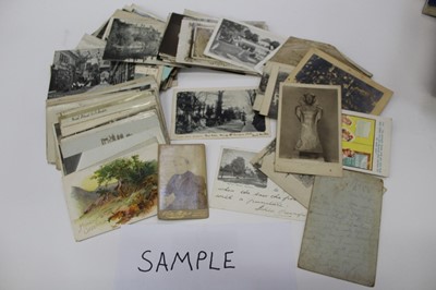 Lot 1434 - Postcards loose accumulation in shoe box including many early cards, cycling, local towns , Braintree, Bocking, Colchester etc. Real photographic cards street scenes and others.  Royalty, Printed C...