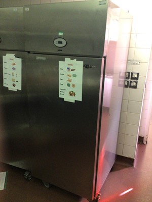 Lot 76 - A Foster electric single door stainless steel commercial refrigerator, on castors, cable and plug, 700 mm wide x 800 mm deep x 1780 mm high