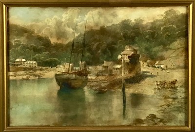 Lot 22 - William Henry Pike watercolour, Lynmouth, together with an indisinctly signed lithograph of a Continental cityscape