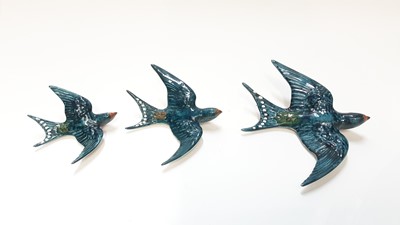 Lot 1239 - Set of three Beswick Swallow wall plaques, model no 757-1, 757-2 and 757-3