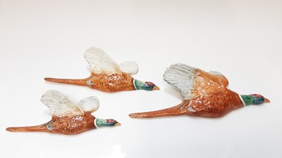 Lot 1241 - Set of three Beswick flying Pheasant wall plaques, no 661/1, 661/2 and 661/3