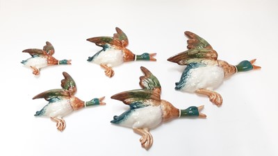 Lot 1242 - Set of five Beswick flying Mallards wall plaques, no 596/0, 596/1, 596/2, 596/3 and 596/4