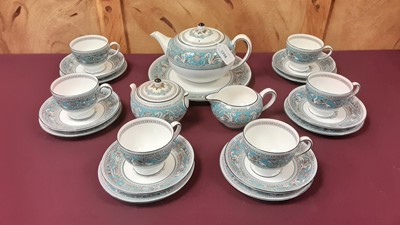 Lot 1258 - Wedgwood Turquoise Florentine teaset - 22 pieces