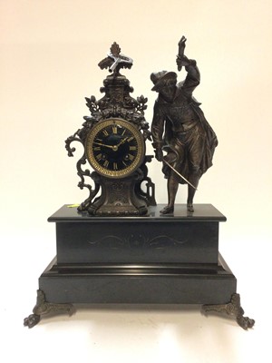 Lot 2472 - Continental slate mantel clock