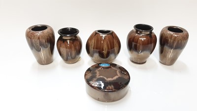 Lot 1286 - Five small Poole pottery brown and bronze glazed vases, together with a lidded pot (6)