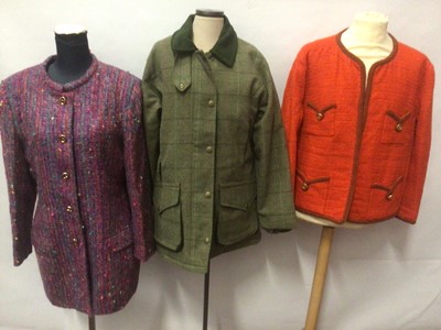 Lot 2114 - Selection of ladies' country wear and tweed jackets, makers include Field Pro Hoggs of Fife, Wim Hemmink, Daks and others.