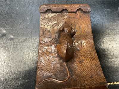Lot 718 - Rare pair of early Robert ‘Mouseman’ Thompson bookends, each carved with initial ‘G’, 15cm high. Provenance: Ryedales Auctioneers, September 21st 2021, lot
