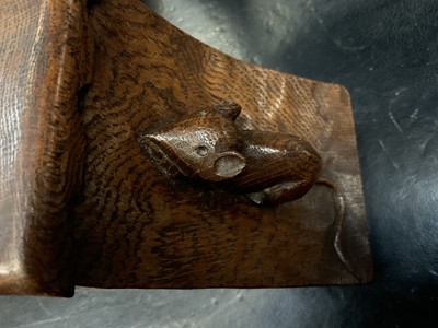 Lot 718 - Rare pair of early Robert ‘Mouseman’ Thompson bookends, each carved with initial ‘G’, 15cm high. Provenance: Ryedales Auctioneers, September 21st 2021, lot