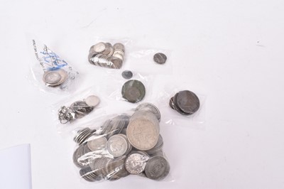 Lot 441 - G.B. - Mixed coins including Ancients, copper, silver Three Pences, pre 1947 silver (N.B. Estimated face value £5.75) and other issues (Qty)