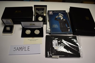 Lot 450 - World - Mixed silver coinage to include G.B. two coin Crown set 1935, 1937, Ascension Islands one Crown proof fine silver '50th Anniversary of the First Man on the Moon' 2019 (N.B. With ultra high...