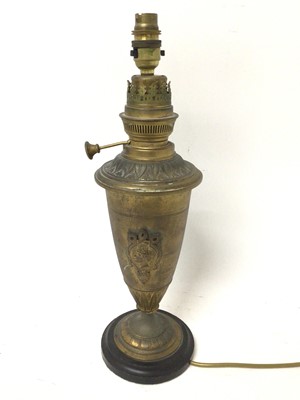 Lot 60 - Classical style brass baluster lamp
