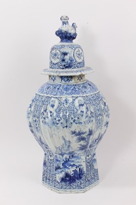Lot 28 - 19th century blue and white vase and cover