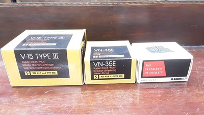 Lot 2240 - Collection of Shure styluses including V-15 Type III, VN-35E, N75ED Type 2, N75EJ Type 2, N75-6 and M75ED Type 2 Cartridge plus others