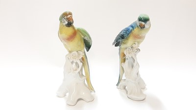 Lot 1293 - Two Karl Ens porcelain Parrots, 25cm high and 24cm high
