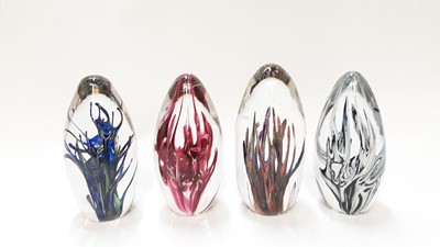 Lot 1303 - Four Strathearn Tropic (P.5) art glass paperweights, circa. 1974.