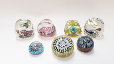 Lot 1309 - Seven Murano art glass paperweights