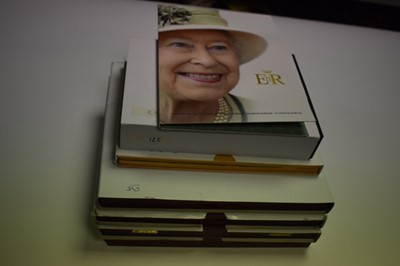 Lot 455 - World - Mixed gold-plated commemorative coin sets in boxes and folders of issue to include Philip Duke of Edinburgh twelve coin set, 79th Anniversary of World War II twelve coin set, British bankno...
