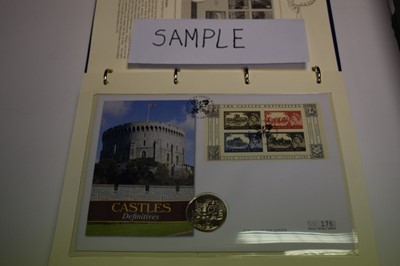 Lot 466 - World - Mixed presentation coin/stamp covers contained in eight albums to include silver issues (Qty)